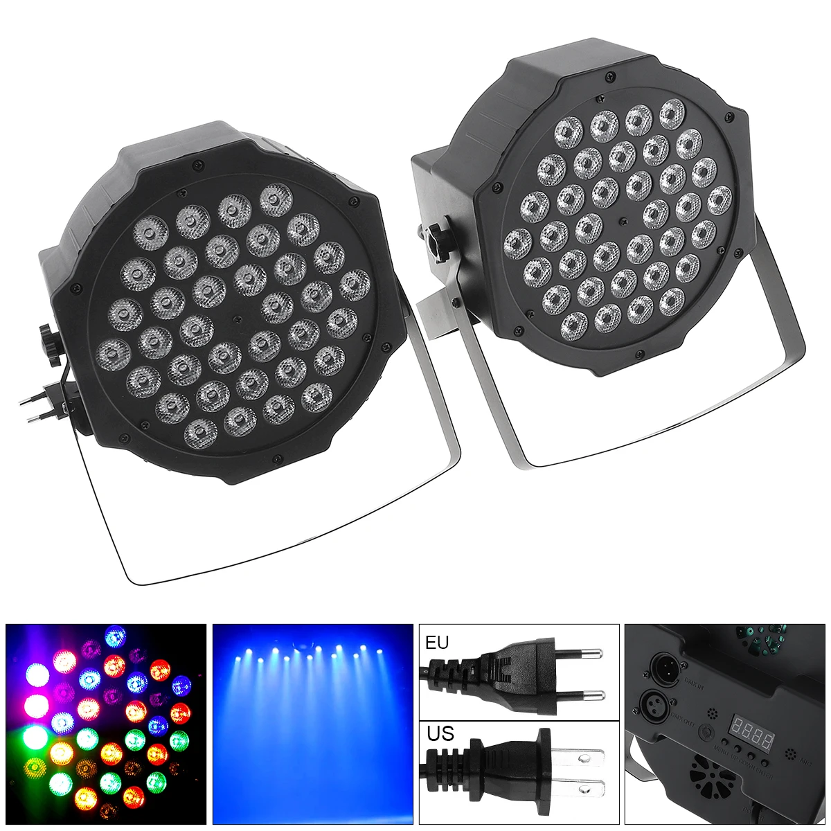 

2pcs 100-240V 36LED RGB Stroboscope Flash Lamp Strobe Light with Stand and DMX Interface for Disco / Stage / Bar Lighting Effect