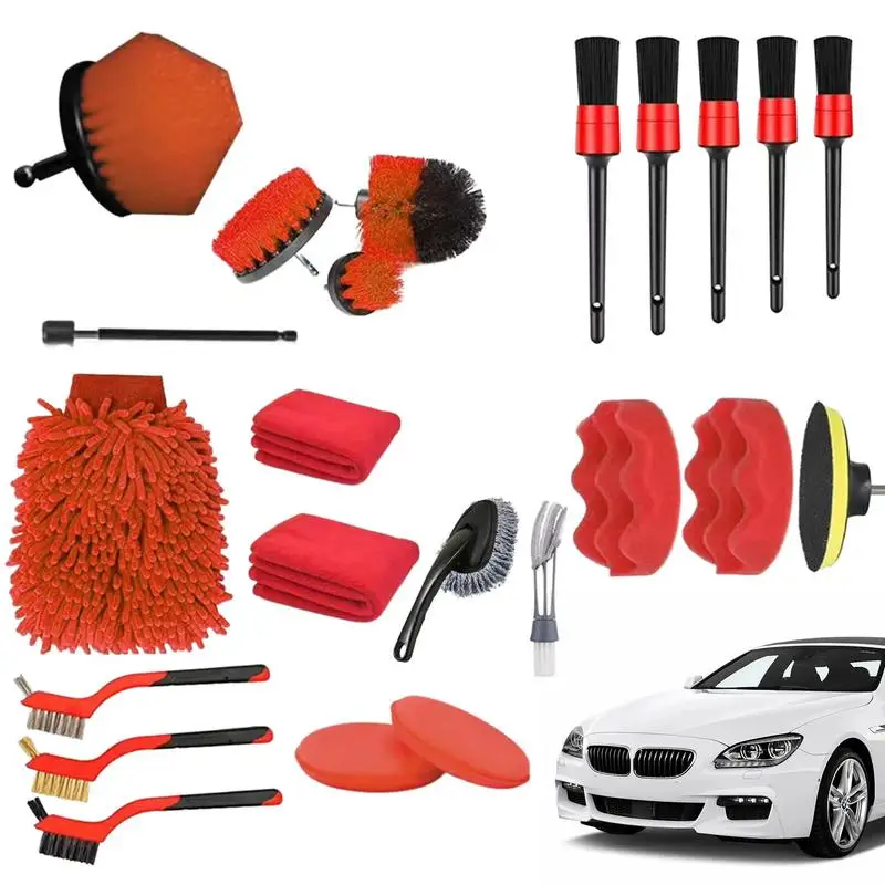 

Car Cleaning Brush Set 23pcs Drill Brush Set Auto Detailing Brushes Cleaning Brush Power Scrubber Brush Car Cleaning Tools Kit