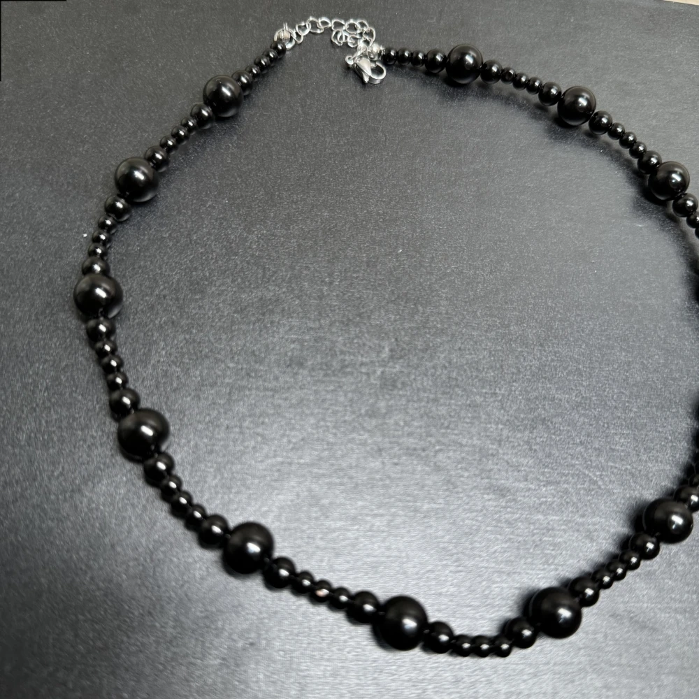 Ожерелье с черным ониксом в стиле хип-хоп и панк модное ожерелье до ключиц для