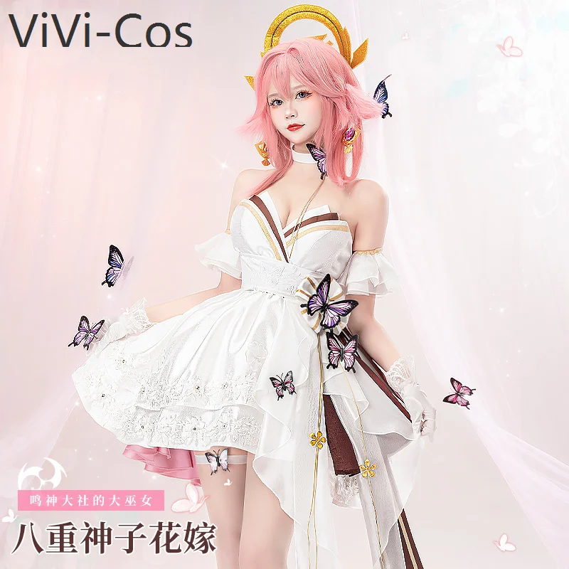 

ViVi-Cos аниме Genshin Impact Косплей Yae Miko цветок Свадебный игровой костюм элегантное платье Униформа костюм Хэллоуин наряд для вечеринки