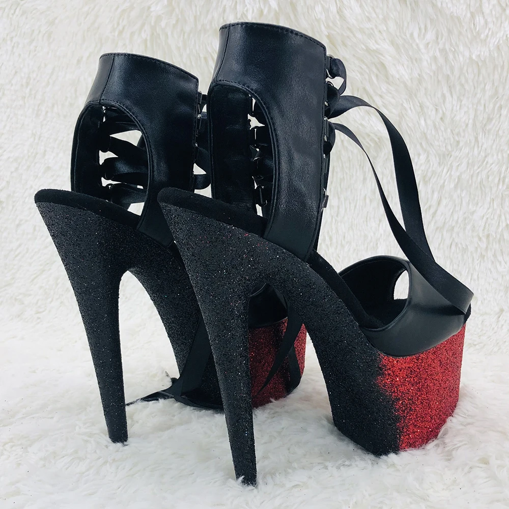 Leecabe 17CM/7Inch ankle lace up  upper sandals  sexy exotic  platform High Heels  Pole Dancing shoes