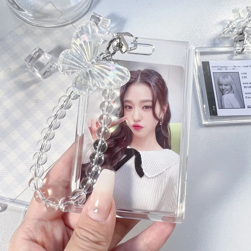 

INS Kpop Crystal Butterfly Photocard Holder 3 Inch ID Bank Card Photo Display Holder Photo Sleeve Card Protective Case Pendant