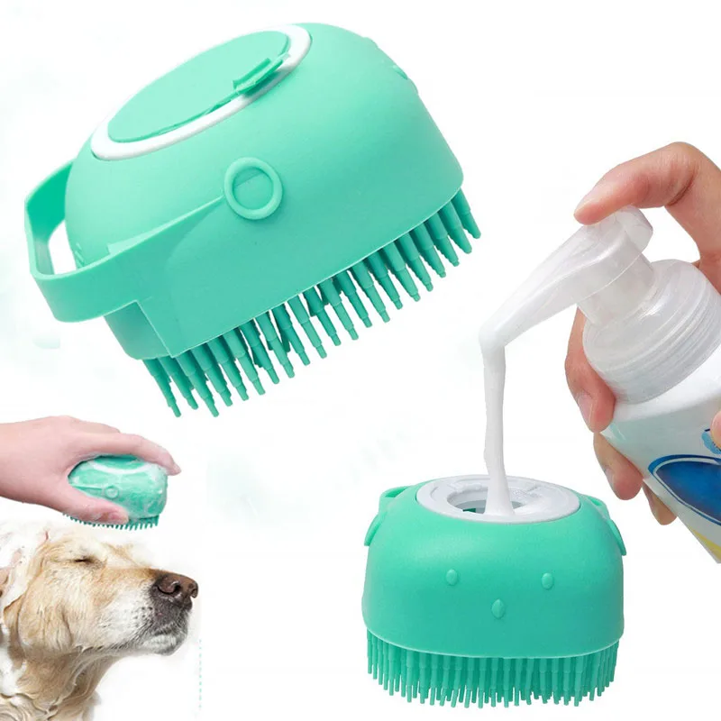 

Pet Dog Shampoo Massager Brush Cat Massage Comb Grooming Scrubber Shower Brush For Bathing Short Hair Soft Silicone Brushes