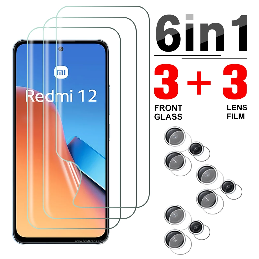 

6 в 1 Гидрогелевая мягкая пленка для Xiaomi Redmi 12 4G защита для объектива камеры Xiomi Redmi 12 Redmi12 4G Защитная пленка 6,79 дюйма