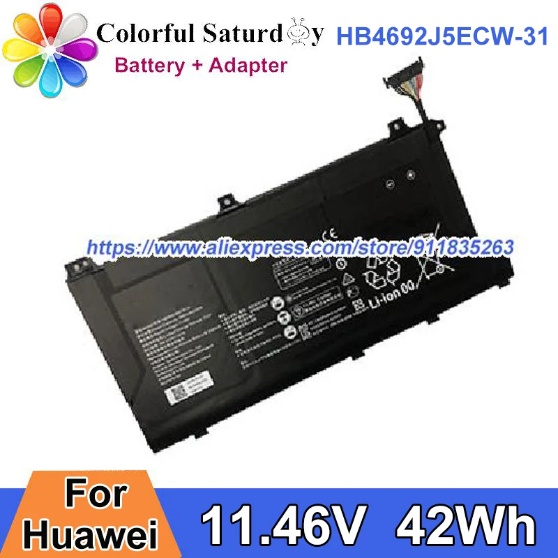 

Genuine HB4692J5ECW-31 Battery For Huawei MateBook D 15 AMD 15-53010TUY Li-Polymer Rechargeable Battery Packs 11.46V 42Wh