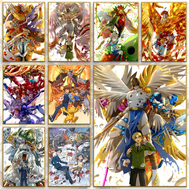 

Anime Digimon Canvas Painting Yamato Ishida Characters Posters and Pictures Wall Art Prints Suitable for Kids Room Decor Murals