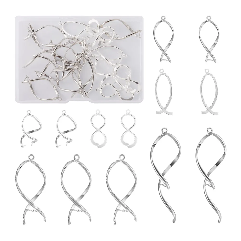 

24Pcs/box Brass Ice Pick Pinch Bails Spiral Pendants Clasps Clips For Earring Jewelry Making Accessories 31~63x11~20x2~2.5mm
