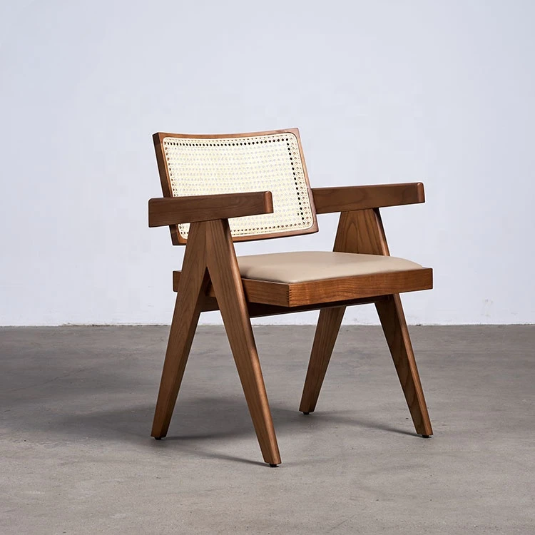 

Hot Sale Wishbone Shape Wooden White Ash Solid Wood True Rattan Leisure Chair for Dining Room