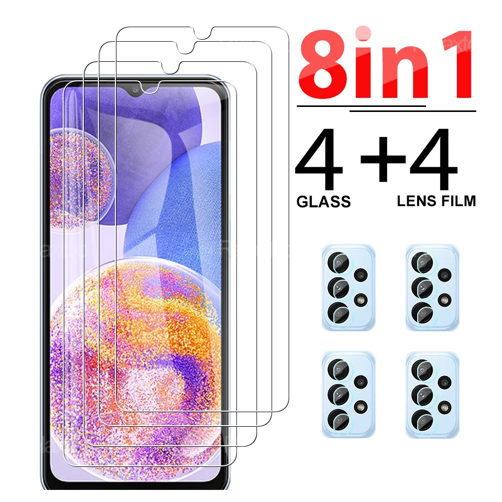 

8in1 Full Cover Tempered Glass for Samsung Galaxy A23 4G Glasses Camera Lens Protector for Samsung A03 Core A13 A33 A53 A73 5G
