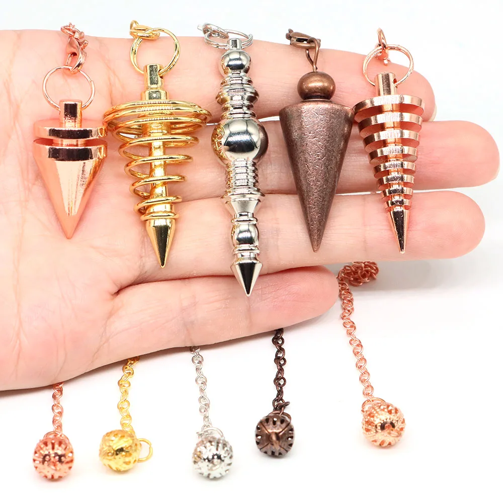 Металлический маятник для гадания подвески спиральный маленький конус медные