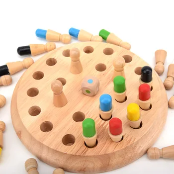 Kids Wooden Toy Puzzles Color Memory Chess Match Game Intellectual Children Party Board Games Baby Educational Learning Toys 6