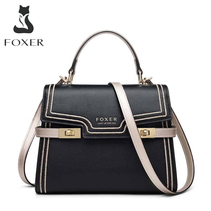 FOXER Casual Outdoor Women Split Leather Medium Handbag Larg