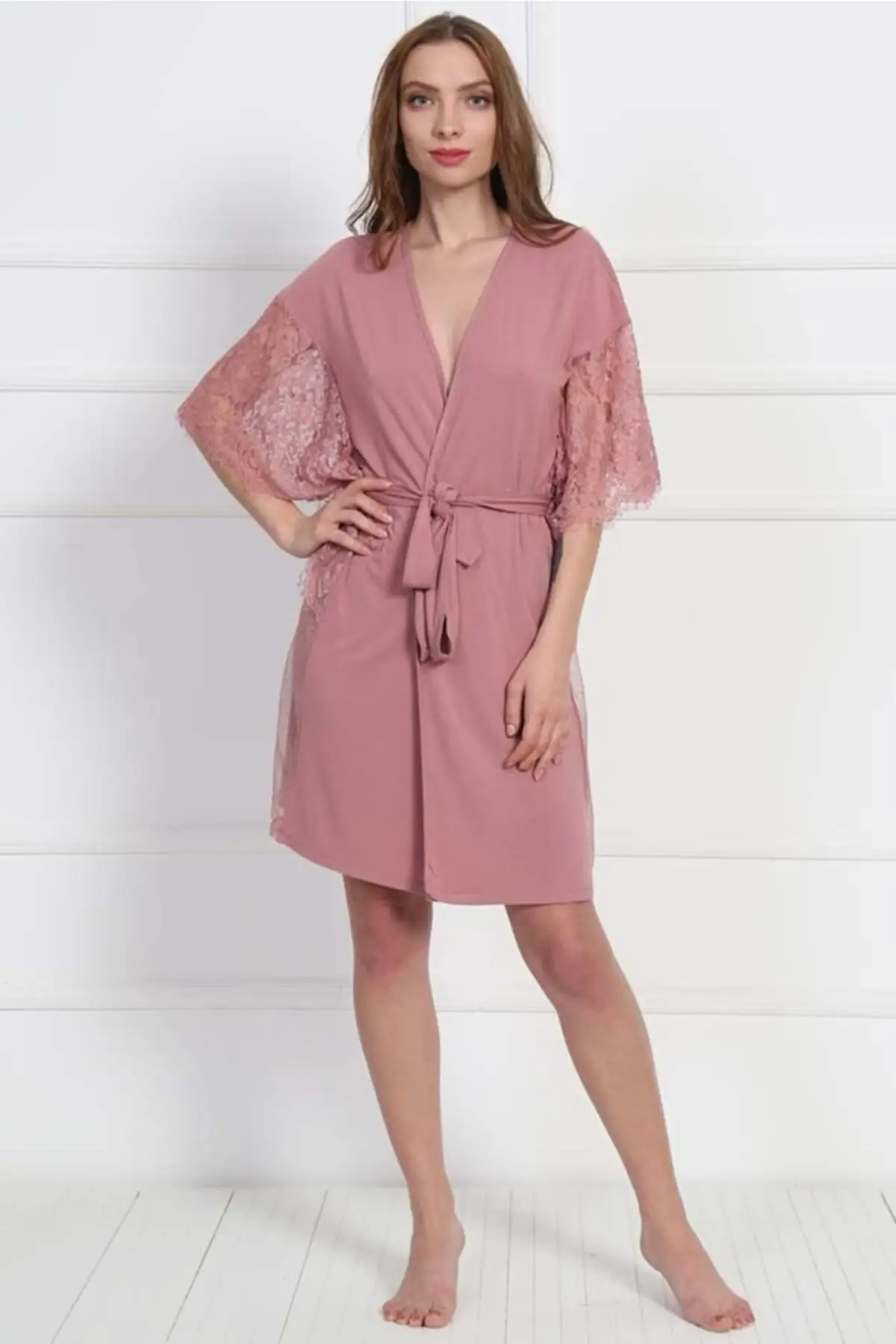 

Dressing Gown Pink Plus Fashion Robe Female Bathrobe Sexy Peignoir Kimono Bride Dressing Gown Gown Gown Gown Gown