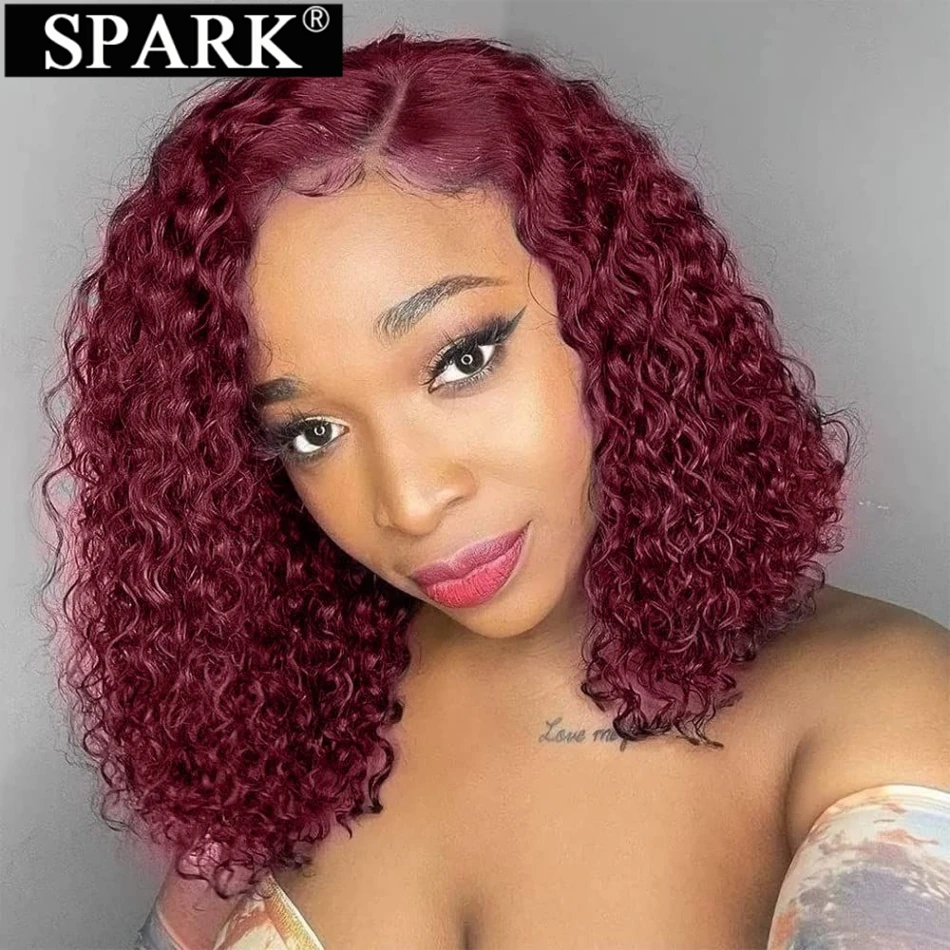 Ed 1b Curly Bob T Part Lace 180% Density Bob Wig