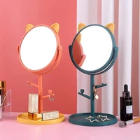 makeup mirror with storage rotating makeup desktop mirror round shape cute animal ear cosmetic mirrors women christmas gifts