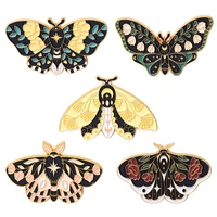 moth flower pattern womens brooch for clothing enamel pins lapel pins for backpacks badges fashion jewelry accessories gifts