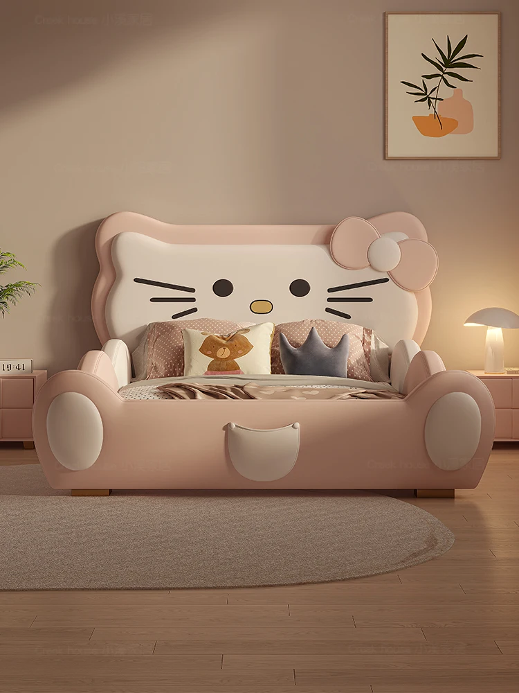 

Bedroom furniture child bed girl princess bed with guardrail pink hellokitty slide bed bedroom cartoon girl single bed