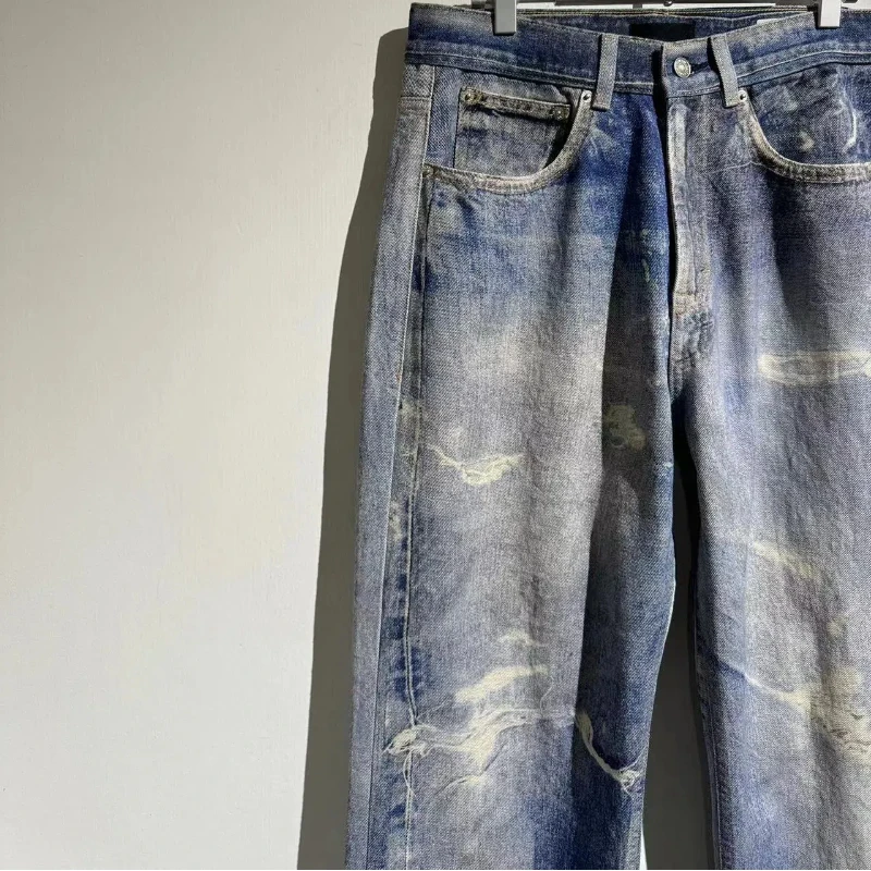 Удобные джинсовые брюки High Street Man мужские винтажные потертые джинсы мешковатые