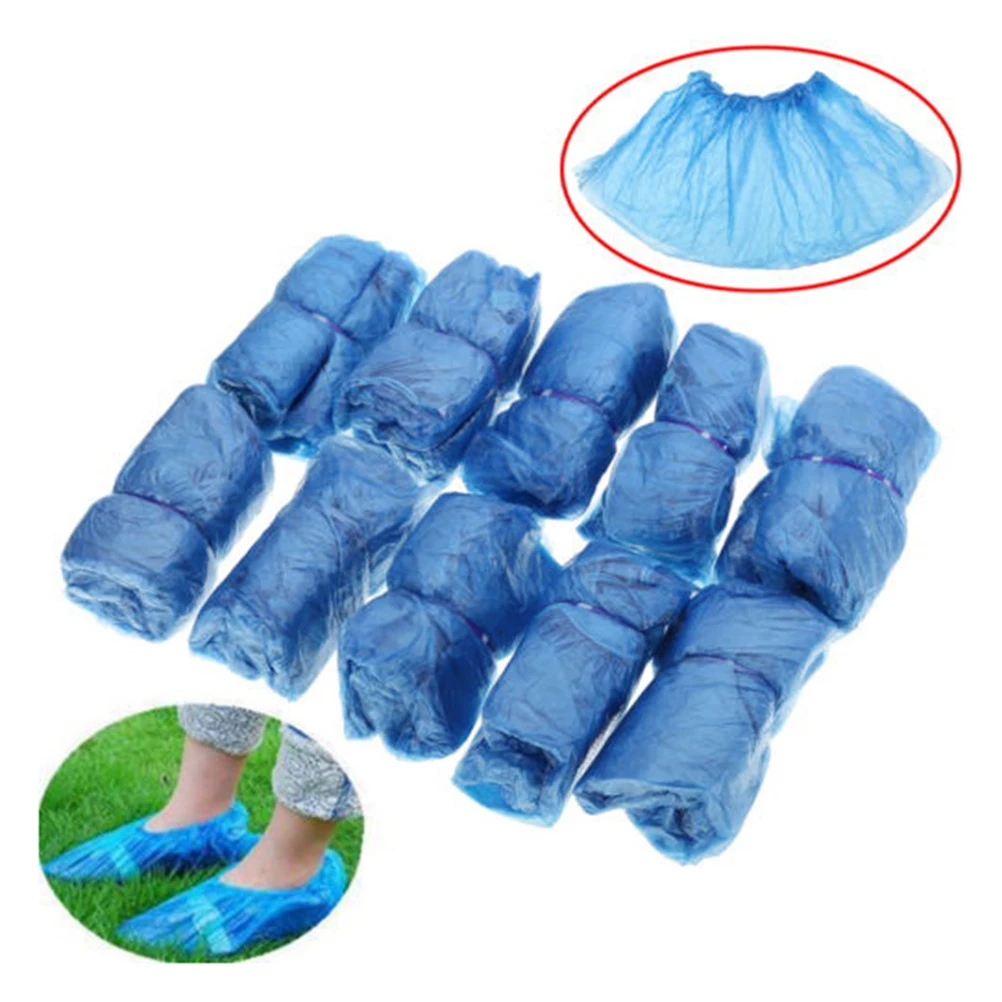 

100Pcs Disposable Plastic Thick Outdoor Rainy Day Carpet Cleaning Shoe Cover Blue Waterproof Shoe Covers Hospital Shoe Cover