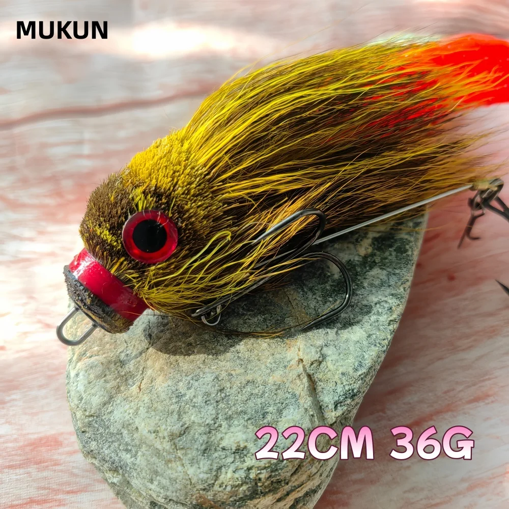 Фото MUKUN Mouse Baby Swimbait Bucktail Mouse Lure Wąsy Rig Muskie Pike Рыбалка Игра Ручная завязка из оленьей шерсти Корпус Твердая снасть №1