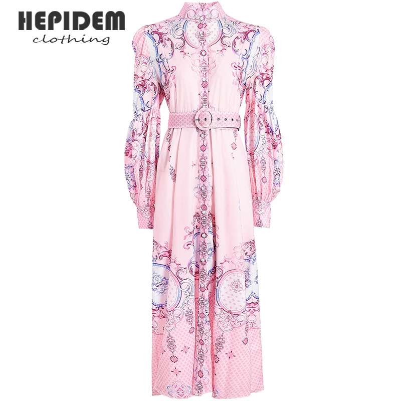 

Модное дизайнерское Летнее Длинное Платье HEPIDEM, женское лоскутное платье с длинным рукавом и цветочным принтом, винтажное жаккардовое плат...