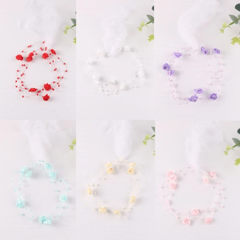 

Baby Flower Faux Pearl Headband Hair Band Strap Princess Headwear Hair Accessories Newborn Photography Props Shower Gifts