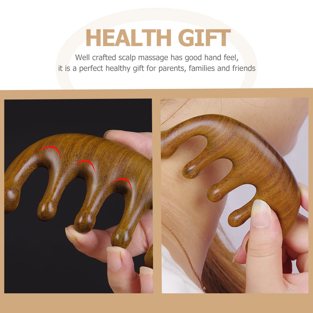 Массажная расческа расчески из сандалового дерева массажер с широкими зубьями