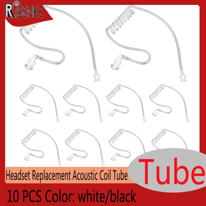 EISENKE Headset Replacement Acoustic Coil Tube Walkie Talkie Earpiece for Baofeng Motorola Kenwood Retevis Midland (10PCS)