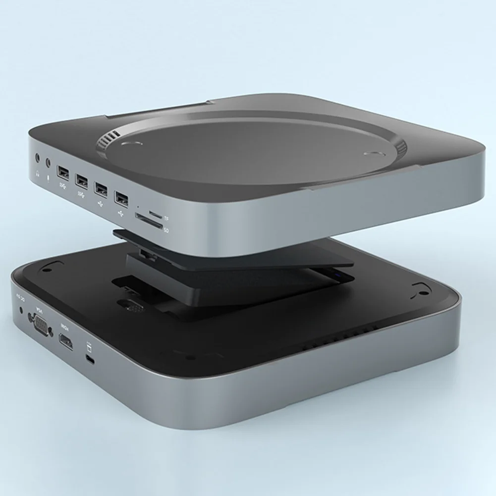 

USB C Hub for Mac Mini with HDD Enclosure 2.5 SATA NVME M.2 SSD HDD Case HDMI-compatible VGA 3.5mm USB 3.0 SD/TF Docking Station