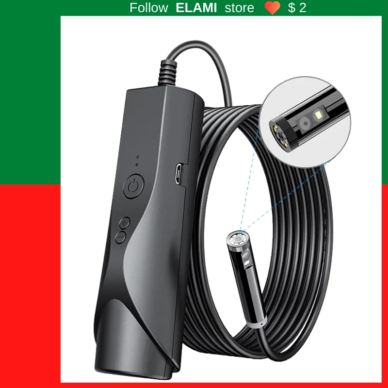 

Endoscope Camera ELAMI Dual-lens WIFI, Flexible 8mm\4.9 MM ,1080p for Checking Car Pipes, Compatible With IOS And Android Phones