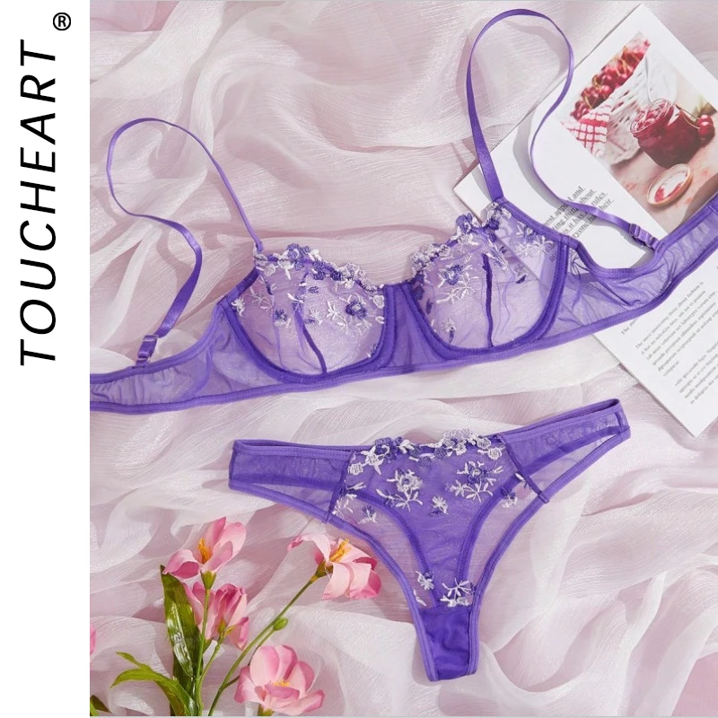 Женское ультратонкое нижнее белье Toucheart с вышивкой изысканное сексуальное