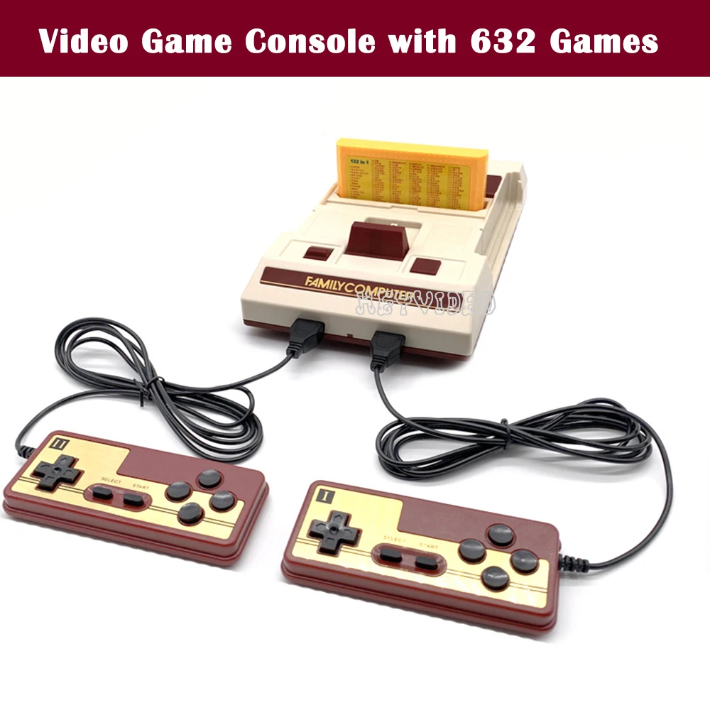 

FC Retro Game Console with 632 Games Classic Video Game Player Family TV Game Console AV output Dual Wired Gamepad