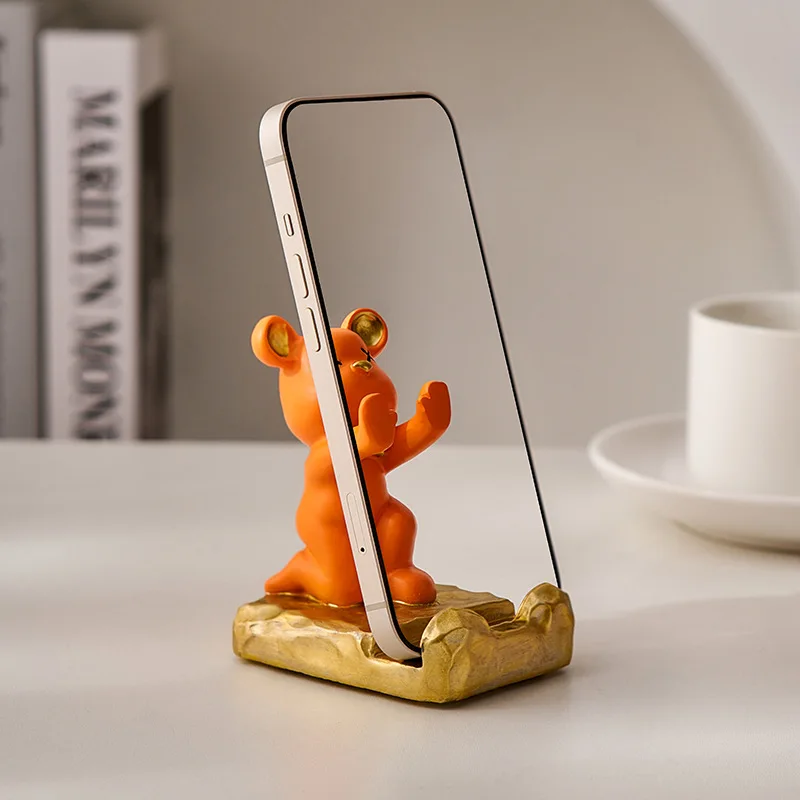 kawaii home accessories bear sculpture mobile phone stand room cute bear desk accessories creative mobile phone accessories free global shipping