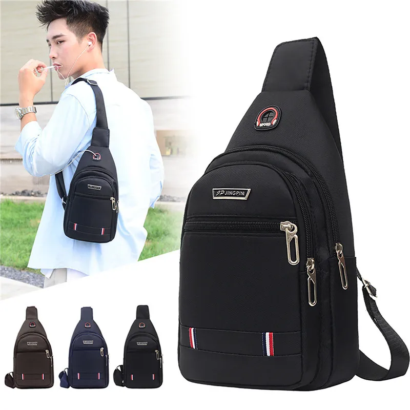 

Нейлоновая сумка для мужчин, спортивный удобный рюкзак на плечо с отверстиями для наушников, многофункциональная дорожная сумка-мессенджер