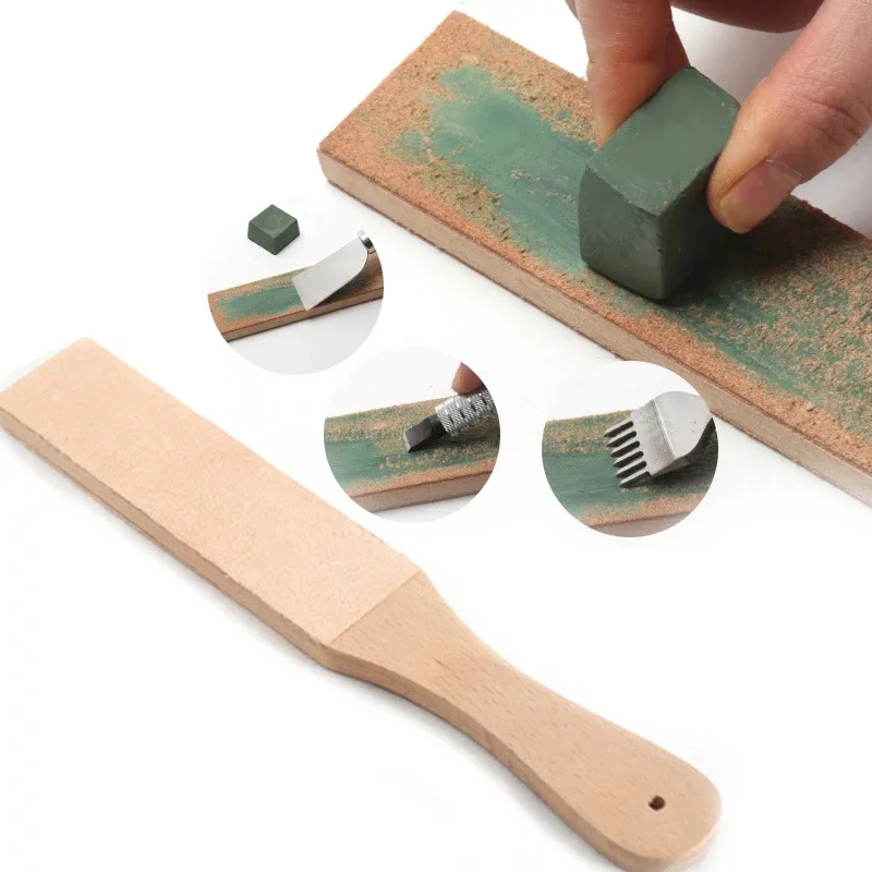 

Leather Craft Sharpener Beech Wood Handle Dual Sided Sharpening Board Handmade Leather DIY Polishing-Board Household Hand Tool