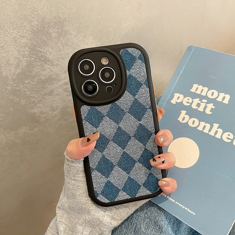 

Winter Diamond Denim Soft Fabric Phone Case For iPhone 13 12 11 14 Pro Max 14 Plus Lovely Protecton Back Cover