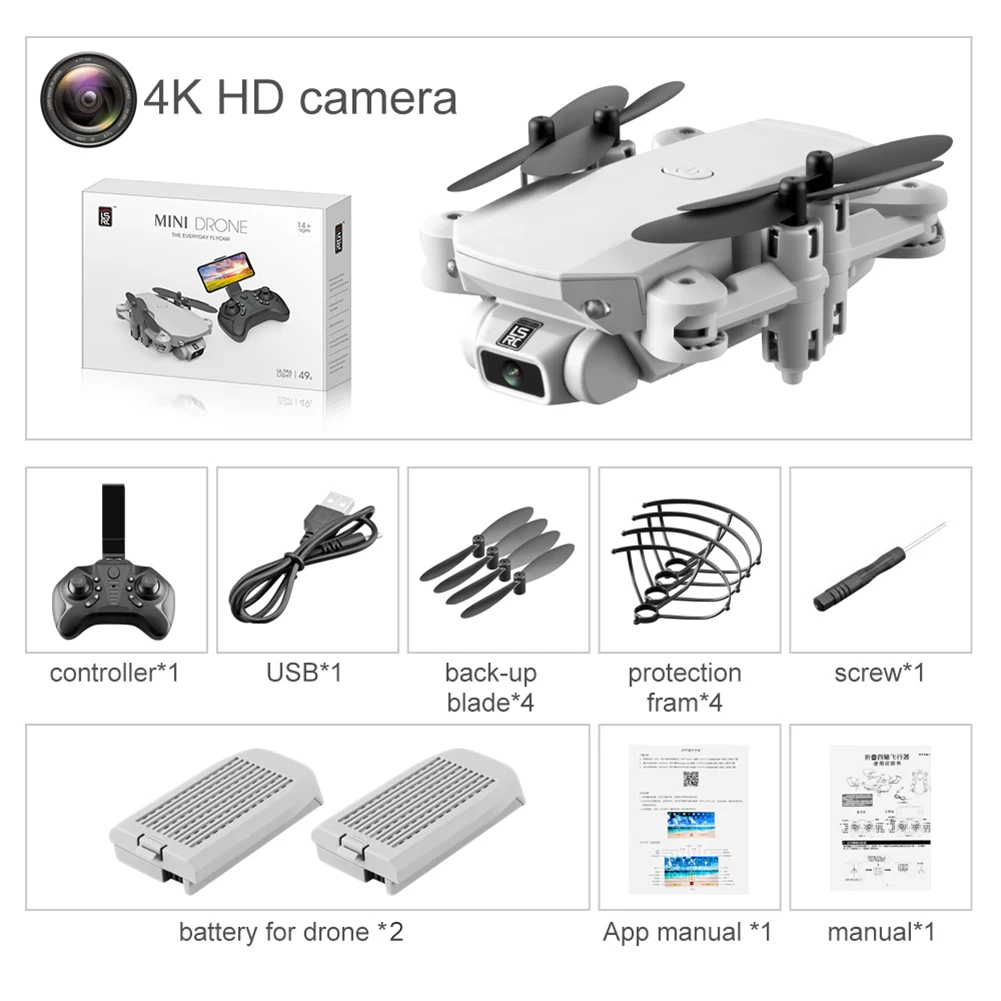 

LS-MIN Mini Drone With Camera 4K1080P 480P HD Camera WiFi FPV RC Drone 2.4GHz 4CH brushed motor Foldable Quadcopter with Battery