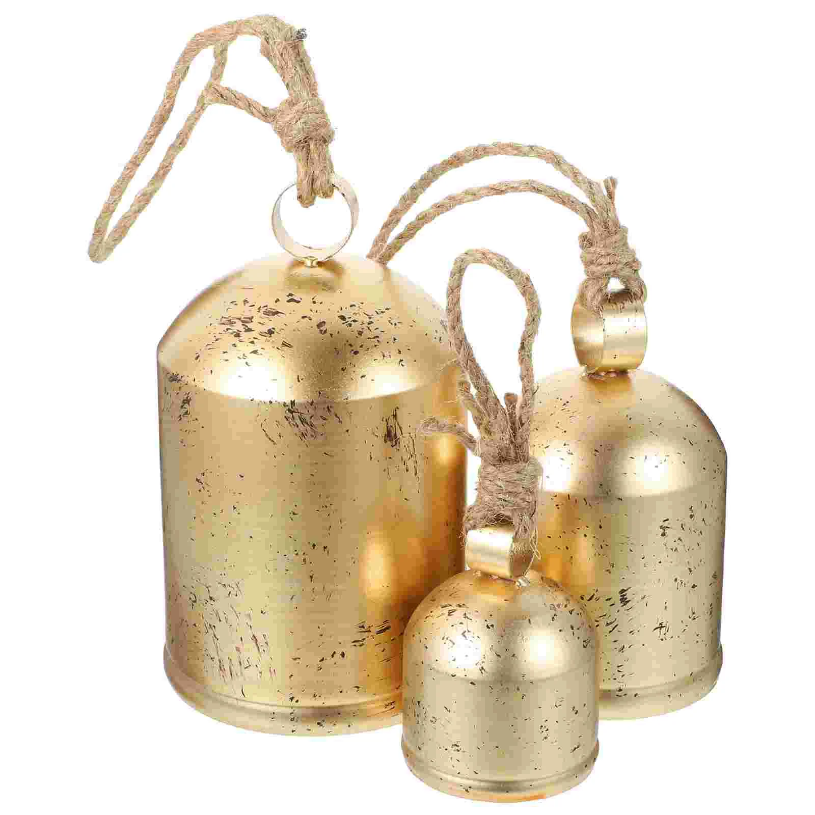 

3 шт. винтажные рождественские колокольчики, подвесные коровья украшения, старомодный веревочный Рождественский