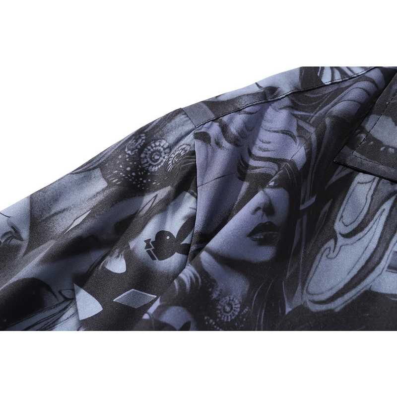 CHIPS 2022 Summer Fashion Men Women Shirt Hip Hop Dark Anime Shirt Print Harajuku Short Sleeve Shirt Tops Oversize Streetwear