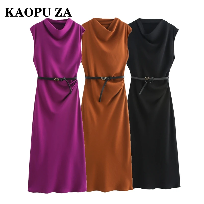 Женское атласное платье без рукавов KAOPU ZA черное Красное Длинное облегающее