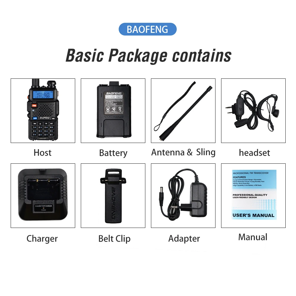 2pcs Baofeng UV-5R Walkie Talkie 8W High Power Walkie Portable Ham CB Radio uv 5r Dual Band FM Transceiver uv5r Two Way Radio
