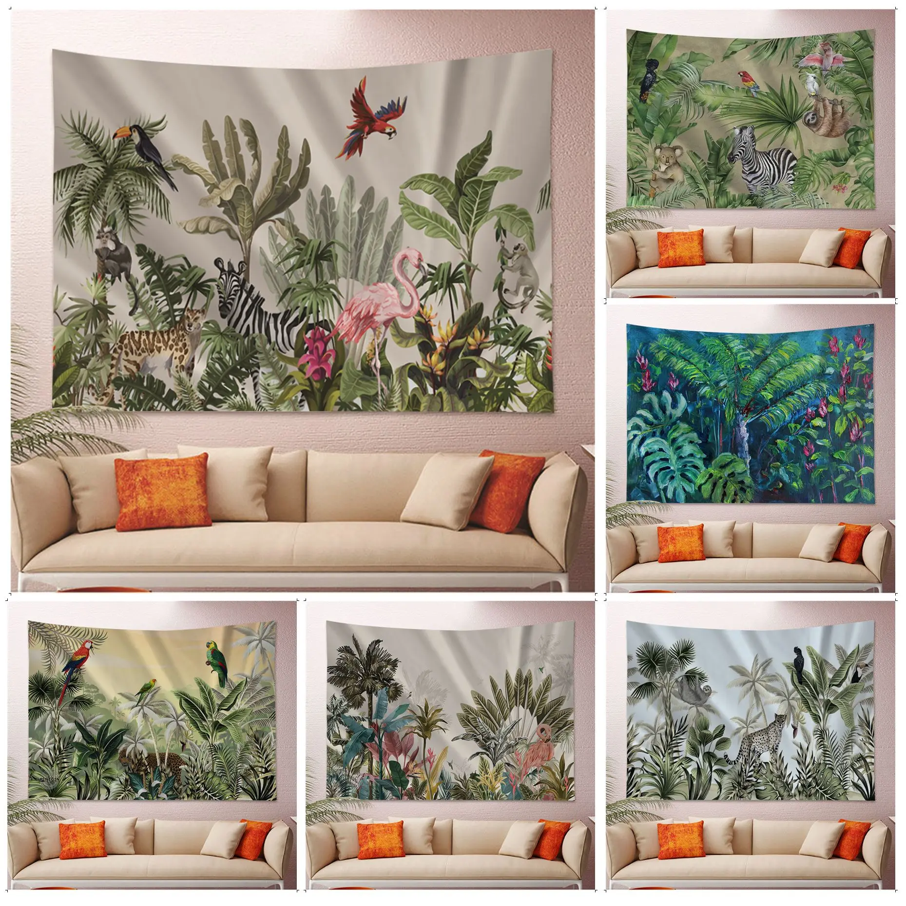 

Tropical Plants Palm Leaves Flowers Hippie Wall Hanging Tapestries Indian Buddha Wall Decoration Bohemian Japanese Tapestry