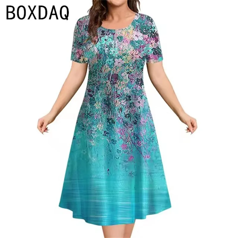 Женское винтажное платье трапециевидной формы с 3D цветочным узором