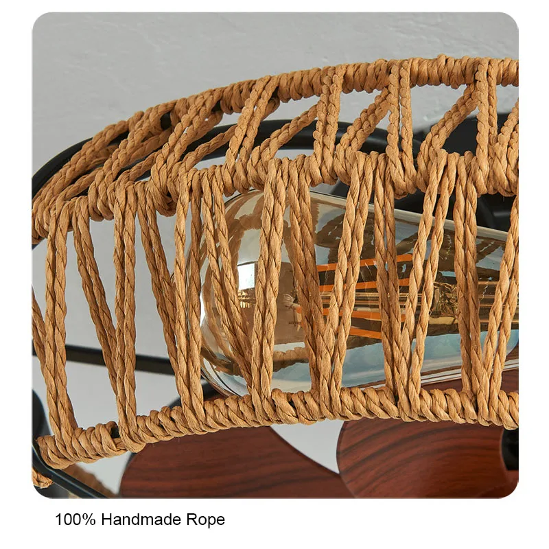 Веревочная лампа ручной работы с потолочными вентиляторами постоянный ток 85-260 в