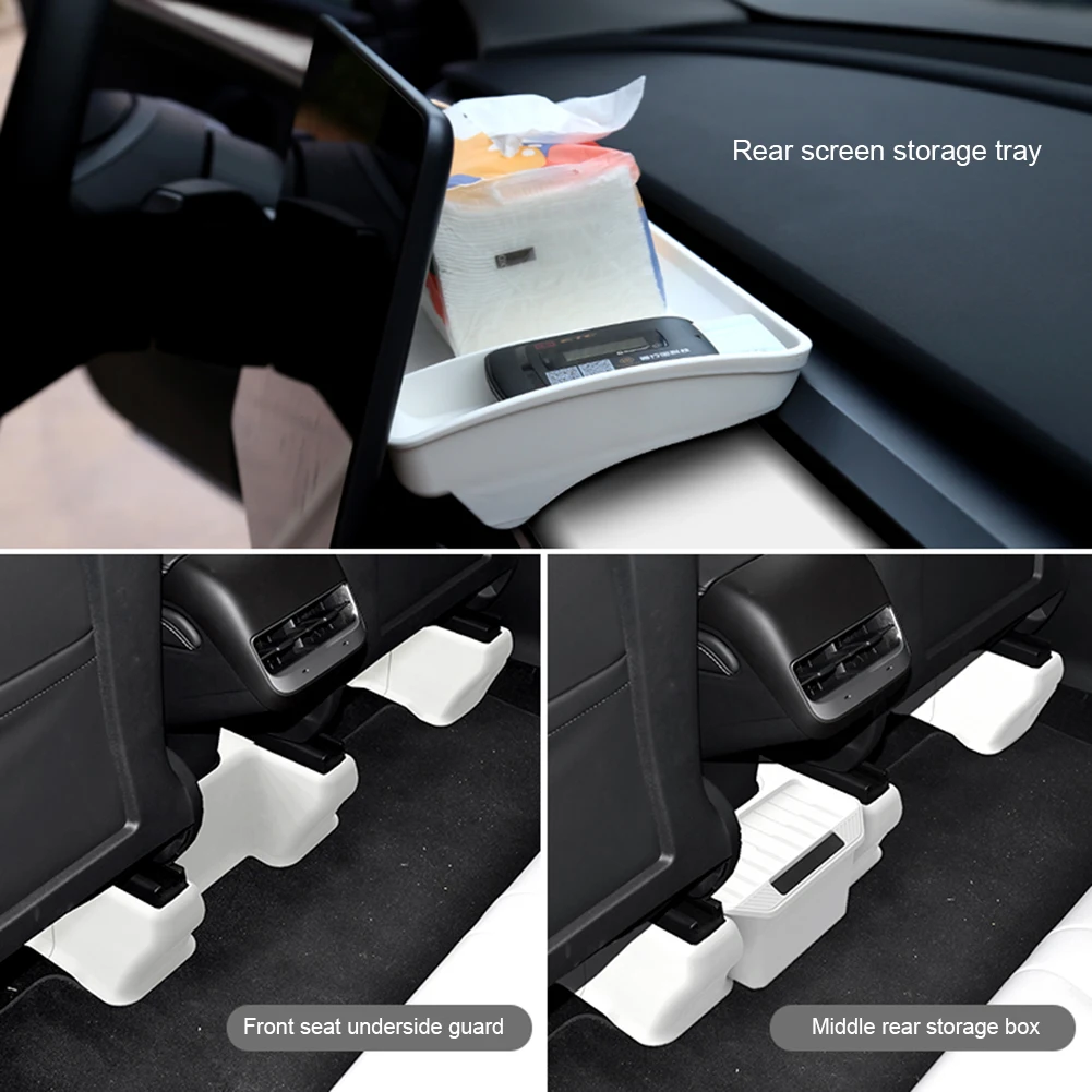 

Автомобильный ящик для хранения, черный/белый автомобильные запчасти для заднего сиденья Tesla Model Y 2021-2022, аксессуары для интерьера, заднее си...