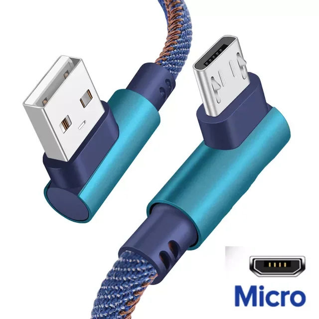 

Micro USB Type C Cable 2.4A Fast Charger USB Cord 90 Degree Elbow Nylon Braided Data Cable For Samsung/Sony/Xiaomi Android Phone