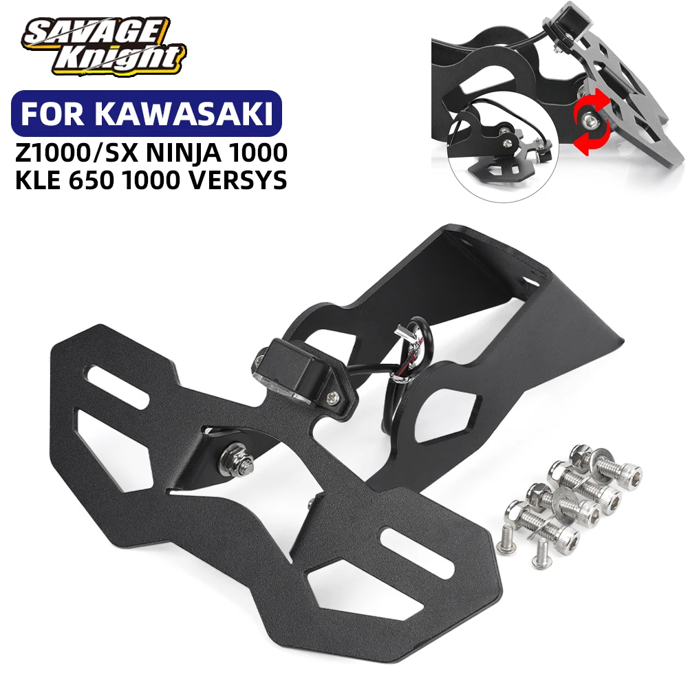 

For KAWASAKI Z1000 Z1000SX NINJA1000 NINJA KLE 650 1000 VERSYS Angle Adjustable Motorcycle Rear License Plate Holder LED Light