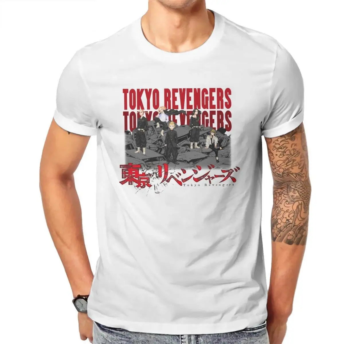 Unique Tokyo Revengers Takemichi Hanagaki  T-Shirts for Men 100% Cotton T Shirts Japanese Anime Tee Shirt Plus Size Clothing