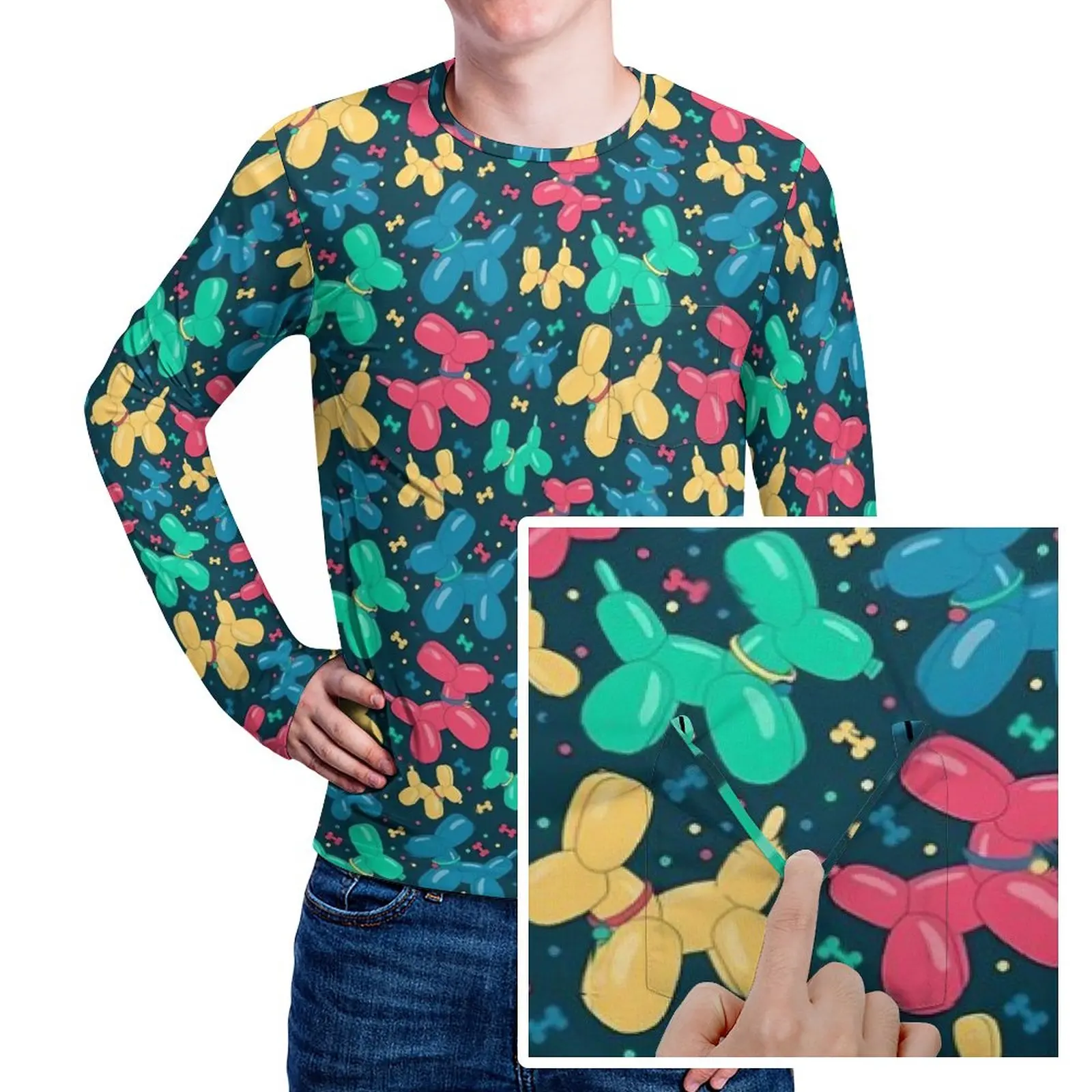 

Balloon Dogs T-Shirt Spring Cute Animal Casual T Shirts Men Popular Graphic Tshirt Plus Size