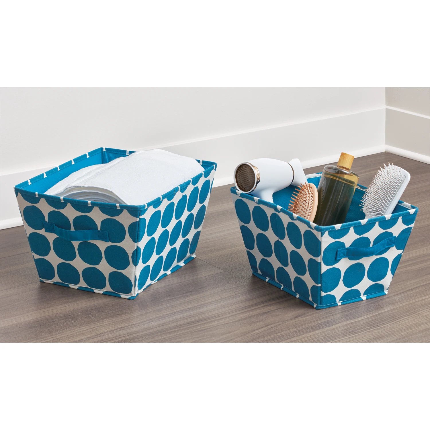 

Ящик для хранения под углом в горошек, набор из 2 предметов, синий органайзер для хранения, коробка-Органайзер